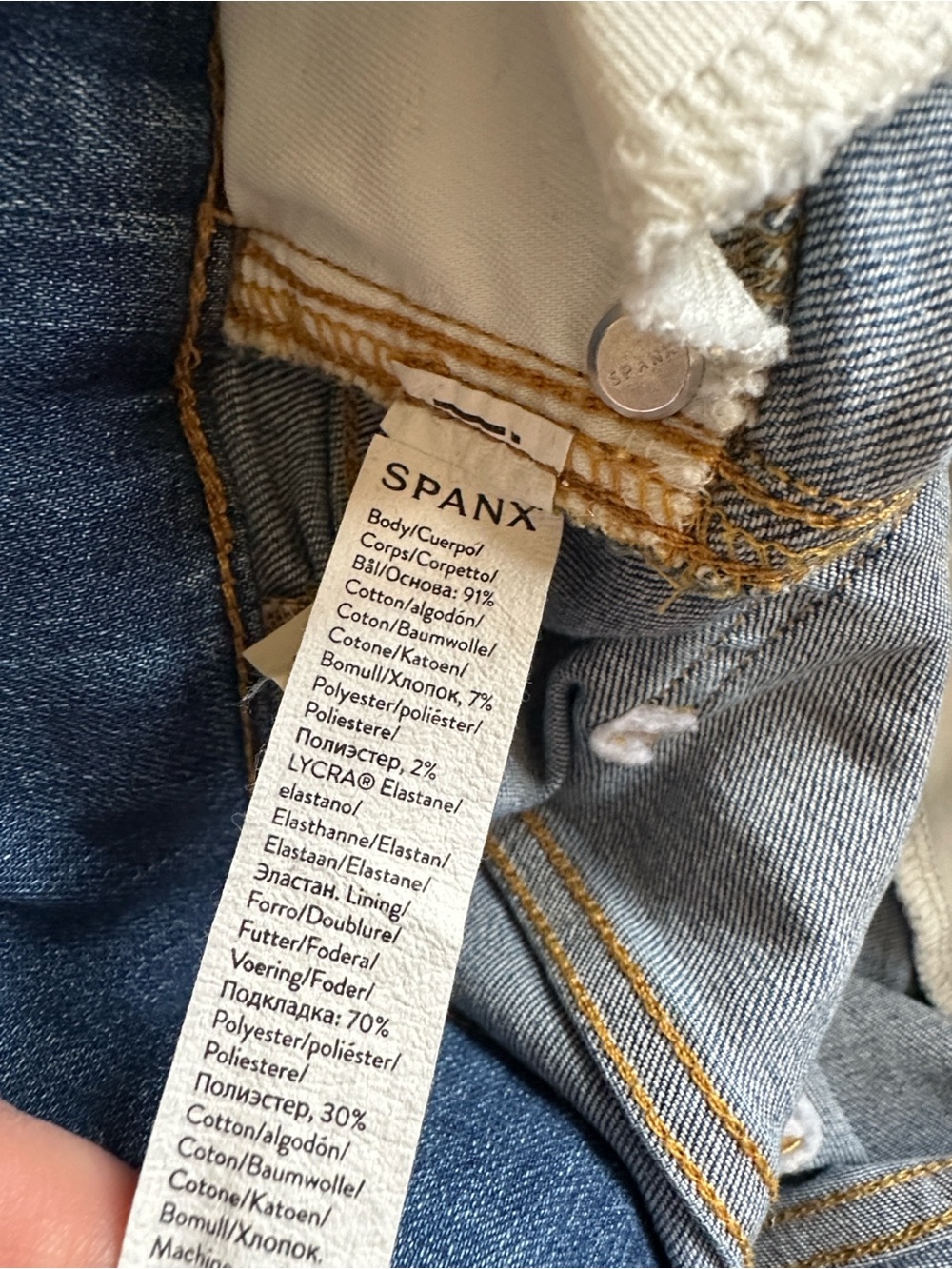SPANX Seamed Front Wide Leg Pull-On High Rise Flare Jeans Medium Wash Large - Picture 7 of 7